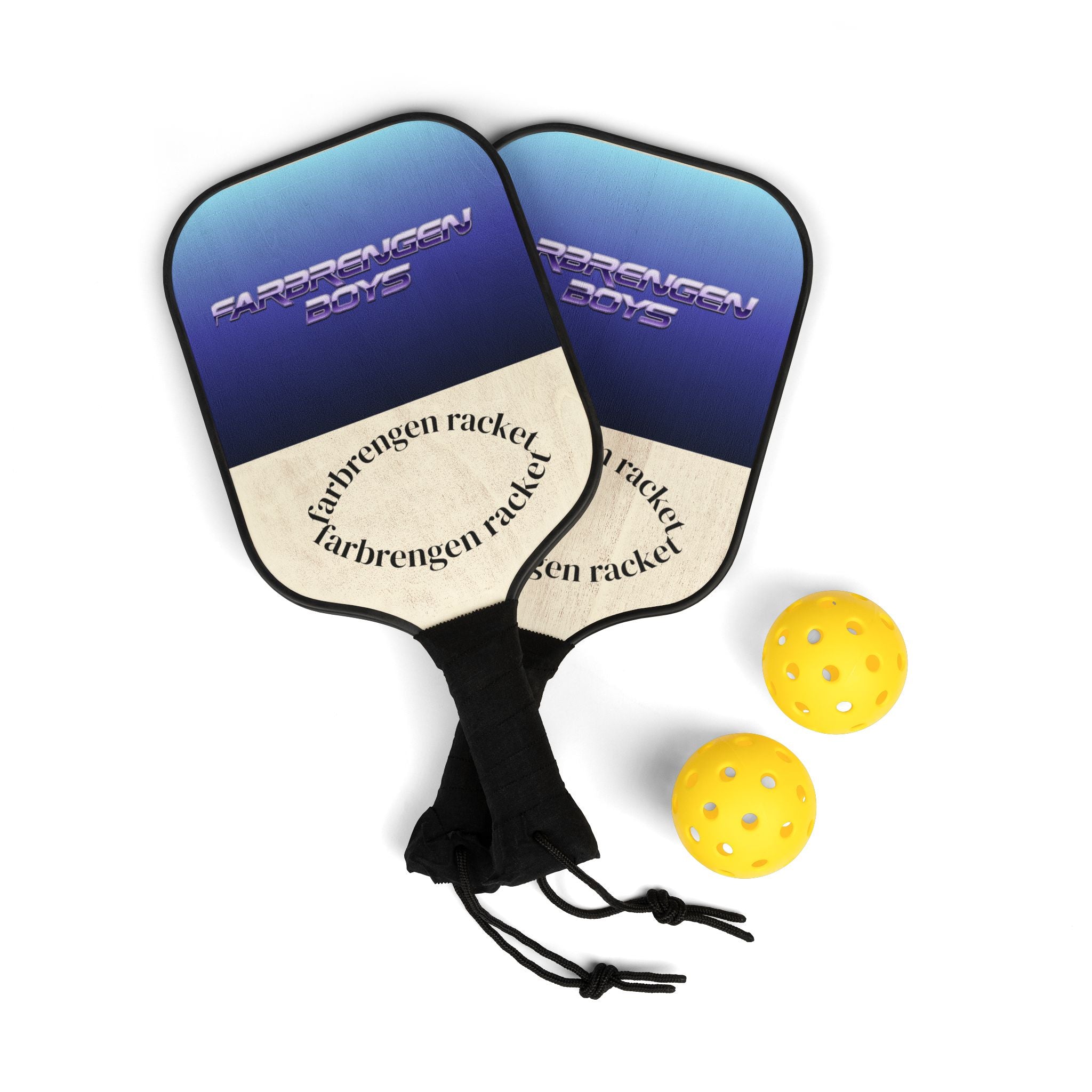 Pickleball Paddles & Balls Set — Retro Gradient 'Carrington Cove' Design